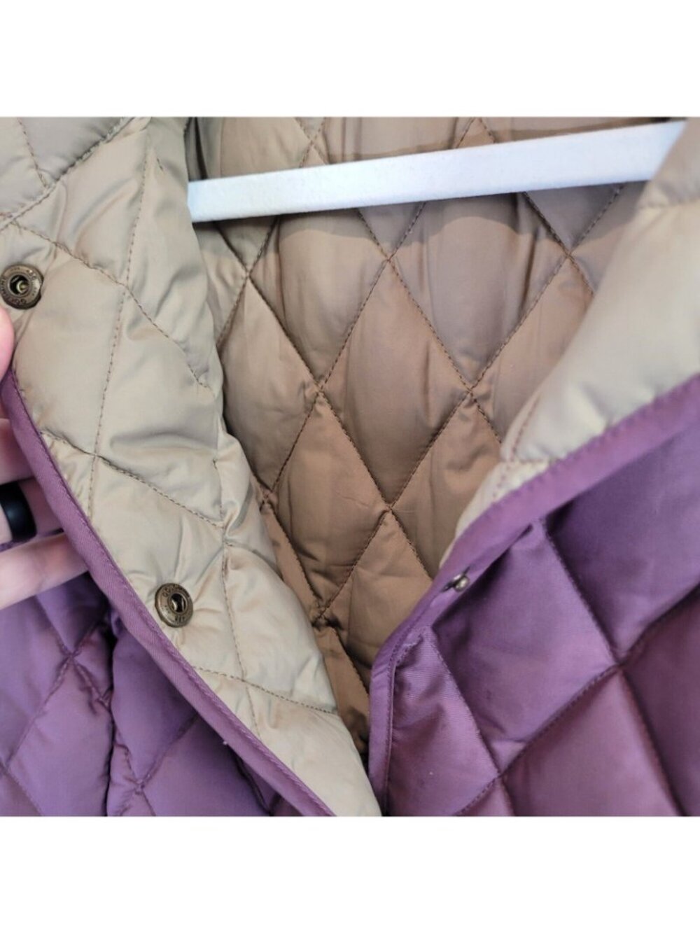 Eddie Bauer Goose Down Vest Womens Medium Purple Puffer Full Zip Quilted Pockets - Picture 3 of 10